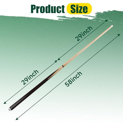 HMQQ Pool Cue Sticks – 42"/48"/58" Billiard Cues with 13mm Leather Tip – 17oz/18oz Standard or 20oz Heavy – Set of 2 or 4 – Durable 2-Piece Pool Sticks for Beginners, Adults, Home & Bar - size: 58" set of 2 20OZ