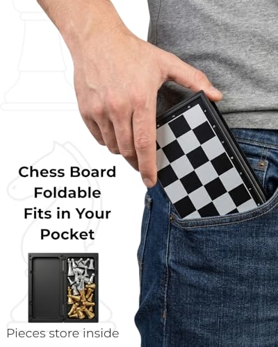 Mini Travel Chess Set Magnetic Vikutu 5.11 Inches Portable Small Folding Chess Board (X-Small) - size: X-Small
