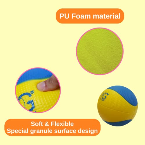 Macro Giant 6 Inch (Diameter) PU Foam Basketball, Set of 4, Basic Colors, Beginner, Training Practice, Playground, Preschool - color: Basic Colors