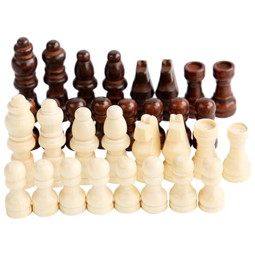 32Pcs Chess Pieces Only,Wooden International Chessmen Pieces,Hand Carved Figures Chess Game Pawns (2inch)