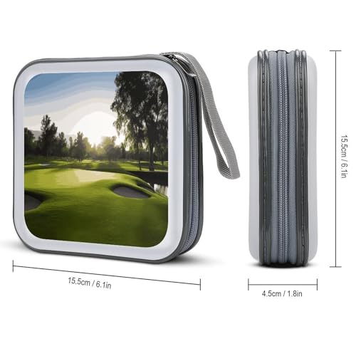 Golf Course CD Case Hard Plastic DVD Disc Cases Storage Binder Portable Zipper CD Case Holder Large Storage Disc Wallet Bag for Car Home Travel(40 Capacity)