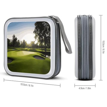 Golf Course CD Case Hard Plastic DVD Disc Cases Storage Binder Portable Zipper CD Case Holder Large Storage Disc Wallet Bag for Car Home Travel(40 Capacity)
