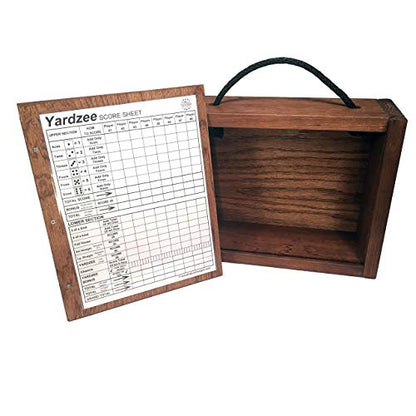 Yard Dice Set includes 8 player dry erase scorecard, 6 Giant Wooden Dice and wood storage box - Lawn Dice yard games are perfect for weddings, picnics, barbeques and more.