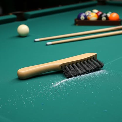 Billiard Table Felt Cleaning Brush with Soft Polyester Bristles and Wooden Handle for Pool Table Maintenance - size: 8.19 x 1.77 x 0.79 in