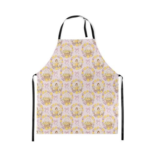Castle Fairy Cute Rabbit Deer Kitchen Apron - color: Bow Pink Yellow