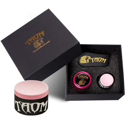 TAOM Upgrade Pool Chalk Holder Round Shaped Practical Tool Billiards Accessories Magnetic Mini Chalk Tip Case Container Round Box Billiards,Cue Tip Tool Scuffer Shaper - color: 1-Gift Set-Pink with Pyro Pink
