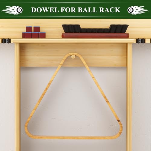 Wall Mounted Pool Cue Rack, Bamboo Billiards Sticks Holder for 8 Cue Sticks, Organizes Full Set of Balls and Pool Table Accessories - color: Bamboo