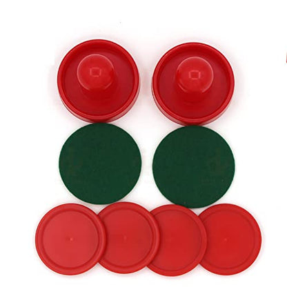 GSHLLO 8 Pcs 60mm Mini Red Air Hockey Pushers Air Hockey Pucks Strickers Goal Handles Paddles Replacement Accessories for Game Tables