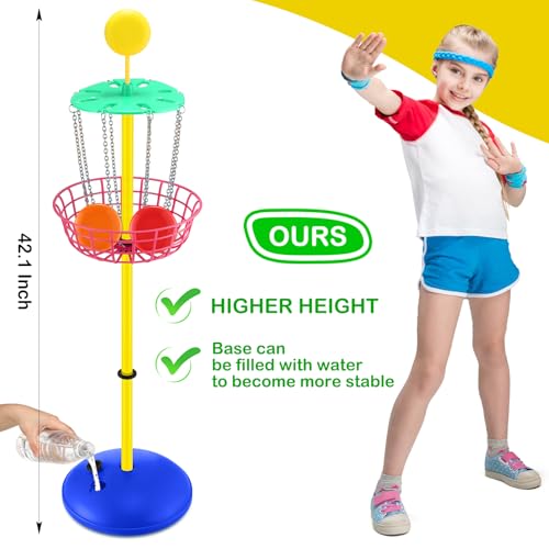 Meooeck 42 Inches Mini Disc Golf Baskets with 10 Flying Discs Golf Starter Set for Indoor Outdoor Yard and Beach Games - style: Cute Color