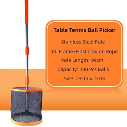 Adjustable Table Tennis Ball Picker, Adjustable Ping Pong Ball Picker Hold Up About 120 Table Tennis Balls, Adjustable Length Table Tennis Ping Pong Balls Collector for Picking and Storage Yellow