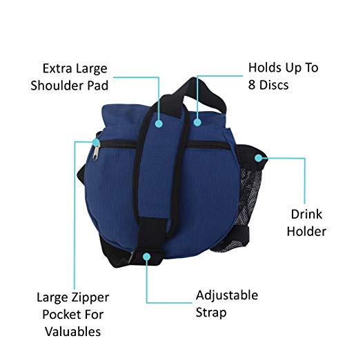 Kestrel Black Disc Golf Bag - Fits 6-10 Golf Discs + Bottle - For Beginner & Advanced Golfers - Extremely Durable Canvas - Frisbee Golf Bag - Small Sling/Shoulder Disc Golf Bag For Men & Women - color: Blue