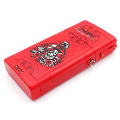 CUESOUL ANTIE Hard Dart Case, Holds 6 Steel/Soft Tip Darts & Extra Tips, Shafts & Flights, Durable Use - color: Red Handsome Snake