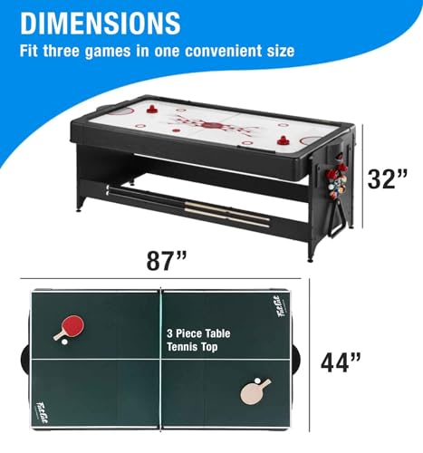 Fat Cat Original 3-in-1 7 Foot Pockey Multi Game Table, Air Hockey Table, Pool Table, and Table Tennis Combo with Accessories - color: Blue