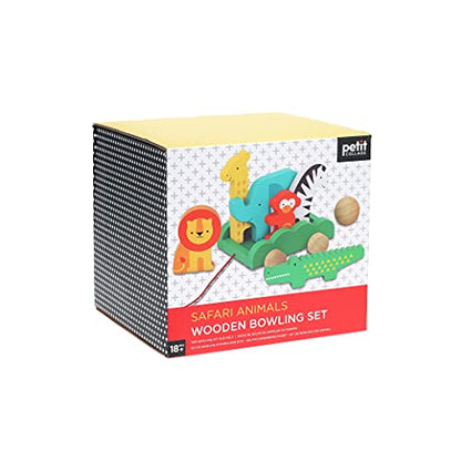 Petit Collage Safari Animals Wooden Bowling Set