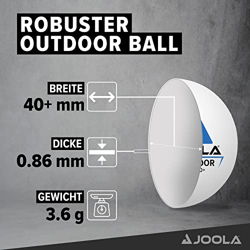 JOOLA Tischtennisbälle Outdoor - 40+ mm Tischtennis Bälle Wetterfest, Robust für Außen (6er-| 12er-Pack), Weiss