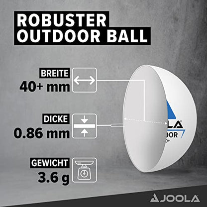 JOOLA Tischtennisbälle Outdoor - 40+ mm Tischtennis Bälle Wetterfest, Robust für Außen (6er-| 12er-Pack), Weiss