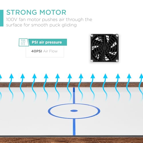 Best Choice Products Portable Tabletop Air Hockey Table for Game Room w/ 100V Motor, Electric Fan, 2 Strikers, 2 Pucks - color: Walnut