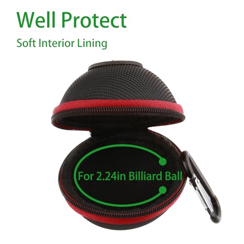 Clip-on Billiard Cue Ball Case.Cue Ball Bag for Billiard Balls, Training Balls and Pool Balls.2.24in Billiard Ball Carrying Case (Red) - color: Red