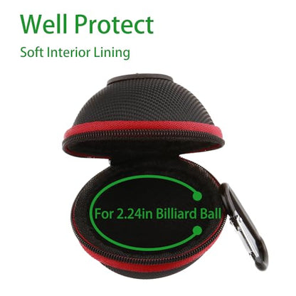 Clip-on Billiard Cue Ball Case.Cue Ball Bag for Billiard Balls, Training Balls and Pool Balls.2.24in Billiard Ball Carrying Case (Red) - color: Red