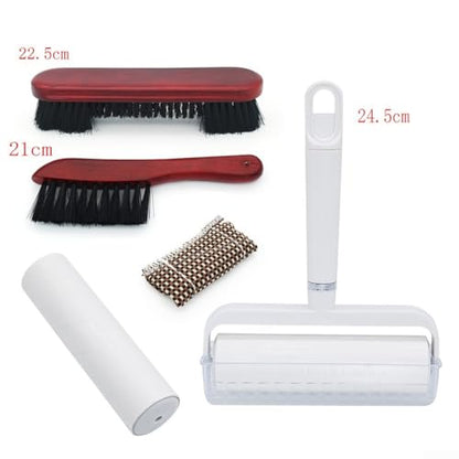 Billiard Table Cleaning Kit, Pool Table Brush Set With Cue Shaft Cleaner Tool, Sticky Lint Roller For Felt, Rail Brush For Poker Table Maintenance(Brown)