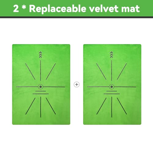 COSPOPTIC Golf Hitting Mat with Swing Path Feedback, Heavy-Duty Rubber Base Anti-Slip Golf Training Mat, Extra Replaceable Surface, Portable Practice Mat for Home Office Garage Yard Indoor Outdoor - style: Replaceable velvet mat