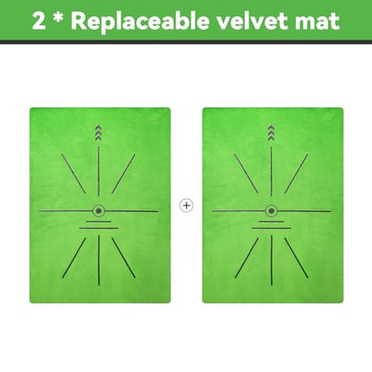 COSPOPTIC Golf Hitting Mat with Swing Path Feedback, Heavy-Duty Rubber Base Anti-Slip Golf Training Mat, Extra Replaceable Surface, Portable Practice Mat for Home Office Garage Yard Indoor Outdoor - style: Replaceable velvet mat