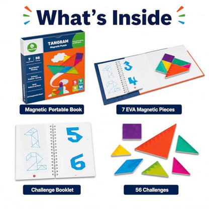 Travel Games Tangrams, Magnetic Travel Games for Road Trips Kids Board Game Educational Toys Kids Game for 3+ - color: Tangrams
