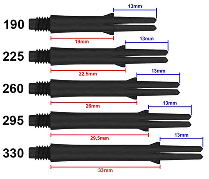 L-style L-Shaft Carbon Dart Shafts - Locked - Set of 3 - color: Black/Red, size: Short (190)