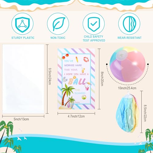MiniInflat 24 Set End of Year Classroom Students Gifts from Teacher 10 Inch Inflatable Beach Balls Bulk Jumbo Big Beach Balls for Kids Summer Swimming Party Favor Water Games Supplies - color: Pastel Color