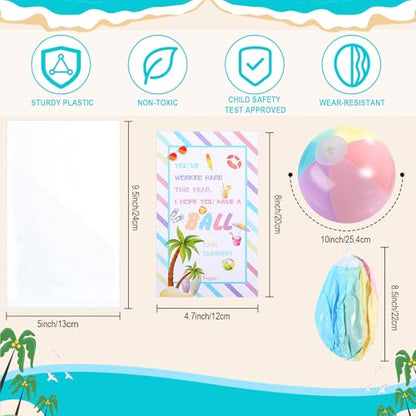 MiniInflat 24 Set End of Year Classroom Students Gifts from Teacher 10 Inch Inflatable Beach Balls Bulk Jumbo Big Beach Balls for Kids Summer Swimming Party Favor Water Games Supplies - color: Pastel Color