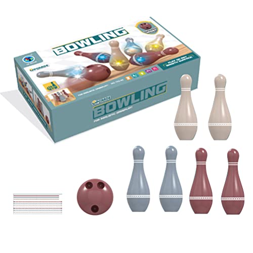 Naroote Exciting Bowling Game for Children with Lighting Function, Includes 6 Bowling Pins and 1 Ball, Improves Motor Skills and Coordination, Excellent for Boys Girls, Suitable for All Ages (4PCS