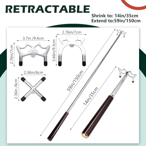 Skylety Retractable Billiards Cue Snooker Pool Bridge Stick with 3 Pieces Removable Bridge Head, Snooker Set Billiards Pool Cue Accessory for Pool Table - color: Silver