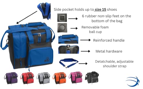 BSI Deluxe Single Ball Tote Bowling Bag with Shoe Compartment & Accessory Storage - color: multi