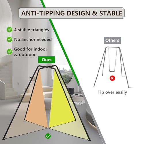 HOTJUMP Swing Stand for Kids, 330LBS Heavy Duty Metal Swings Frame for Backyard Indoor, Anti-Rust and All Weather Resistance, Saucer Swing -NOT Included Black - color: Black