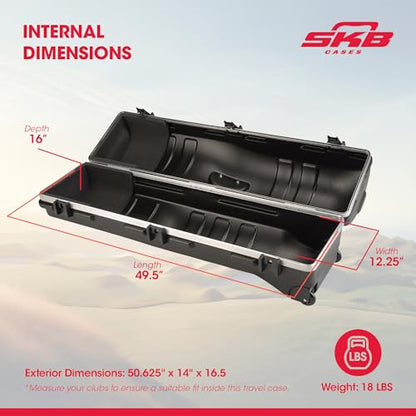 SKB Staff ATA Hard Shell Plastic Golf Travel Case for Cart Bags with 2 Wheels - Heavy-Duty Rolling Club and Driver Carrier for Airline Transport, Impact-Resistant with TSA Locking Latches - size: Large