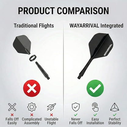 Integrated Dart Flights,All in One Dart Flights and Stems for Unbreakable Use,Universal 2BA Fit for Instant Setup,PP Material Integrated Dart Flights and shafts for Stability - style: 3 Pack