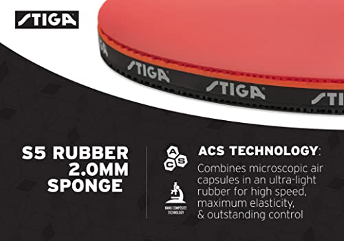 STIGA Raptor Performance Ping Pong Paddle - 7-ply Carbon Fiber Blade - 2mm Premiere Sponge for a Larger Sweet Spot - Flared Handle for Increased Control - Performance Table Tennis Racket