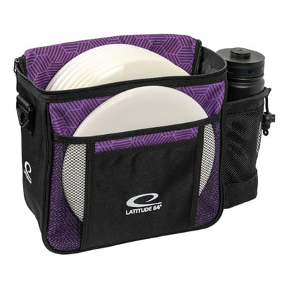 Latitude 64 Slim HEX Shoulder Bag | Lightweight Disc Golf Bag with Putter Pocket | Durable HEX Pattern Nylon Material | Compact Storage for Casual Rounds & Practice | Holds Up to 8 Discs - color: Purple
