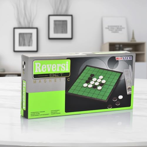 Magnetic Reversi Board Game Set 9.76" with Folding Board Classic Travel Games for Kids and Adults