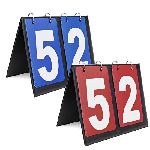 GOGO 2 Sets Portable Tabletop Sports Scoreboards Scorekeeper 00-99 - color: Blue + Red Card
