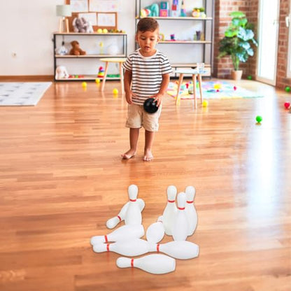 Toddmomy Small Bowling Set 10 Plastic Bowling Pins and 2 Balls Mini Game for Kids Indoor Outdoor Game for Family Play Motor Skills Activity