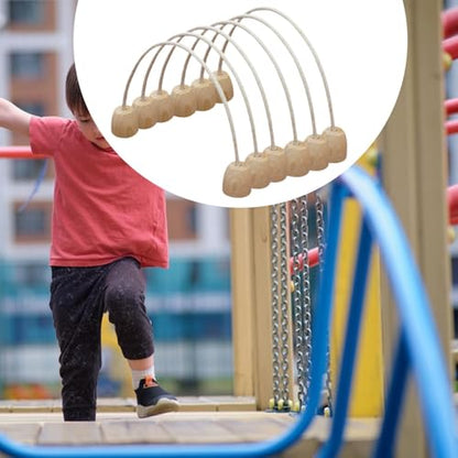 6 Pieces Portable Croquet Hoops Rope Croquet Wickets with Wood Base Indoor Outdoor Game Lawn Backyard Park Suitable for Children