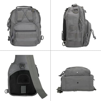 Viriber Tactical Backpack, Waterproof Military Cross-body Molle Sling Shoulder Backpack Chest Bag for Outdoor Every Day Carry gray - color: Gray