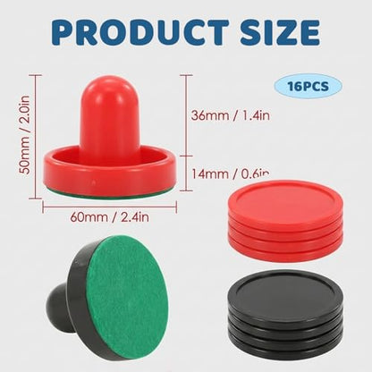 Air Hockey Pucks and Paddles Set, 16 Replacement Parts for Air Hockey Table, Smooth Surface Professional Mini Air Hockey Pucks, Standard Size Paddles with Durable Materials for Competitive Play