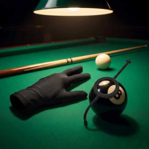 5-Pack Billiard Training Aids, Billiards Angle Trainer for 2-1/4" Balls, Improve Shot Accuracy, Ideal for Beginners & Intermediate Players, Includes Billiard Glove (White/Black)