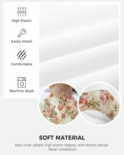 Savannan Office Chair Cover, Rose Flower Leaf Seamless Protective Stretch Elastic Universal Cover for Desk Task Chair,Computer Rotating Chair 1 Pcs Classic Floral Watercolor