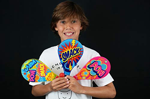 Kool N' Fun Plastic Paddle Ball w/ String Attached (1 Paddle) by JARU. Classic Retro Toys for Kids & Adults, Boy & Girl. Indoor Game and Outdoor Set Toys. Party Favors Birthday Easter Prizes 1994-1