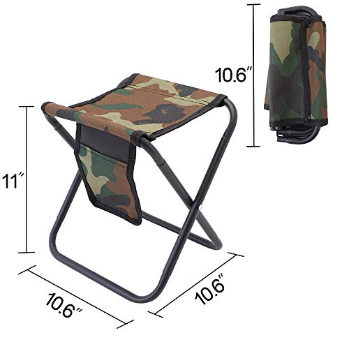 Mini Portable Folding Stool, Camping Fishing Stool for Adults Fishing Hiking Gardening and Beach with Carry Bag, Hold Up to 450lbs(Camouflage) - size: 10.6"D x 10.6"W x 11"H