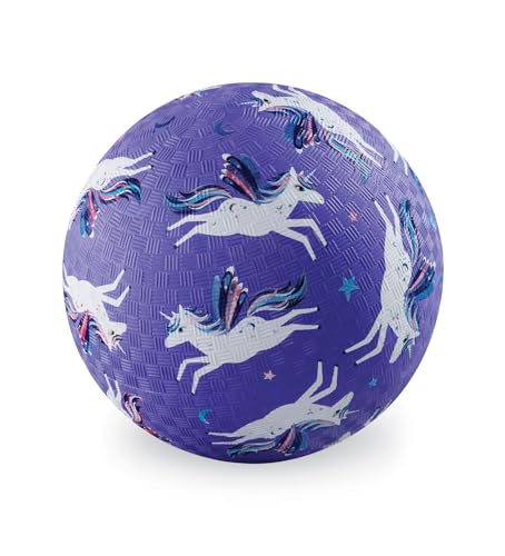 Crocodile Creek Playground Ball - Durable Rubber Ball for Kids Ages 3 and Up - Bouncy Inflatable Ball for Kickball, Indoor Games, and Outdoor Sports - PVC-Free - color: Purple Unicorn, size: 5 Inch