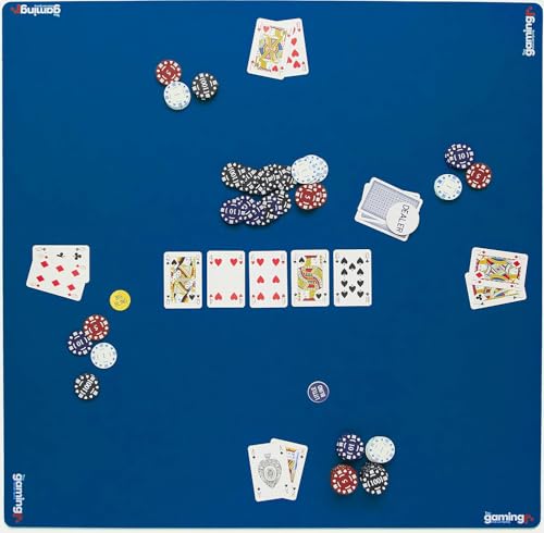 The Gaming Mat Company Mahjong Mat. 33" x 33" Blue with Stitched Edge Premium Square Playmat for Poker, Dominoes & Bridge, Professional Mahjong Table Cover, Poker Table Top, Card Game Mat - color: Blue - Stitched